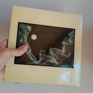 Wolf Spirit Clouds Art Tile by Valdez 8" Square Southwestern